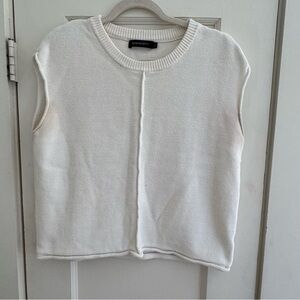 White Sleeveless Knit Top Medium